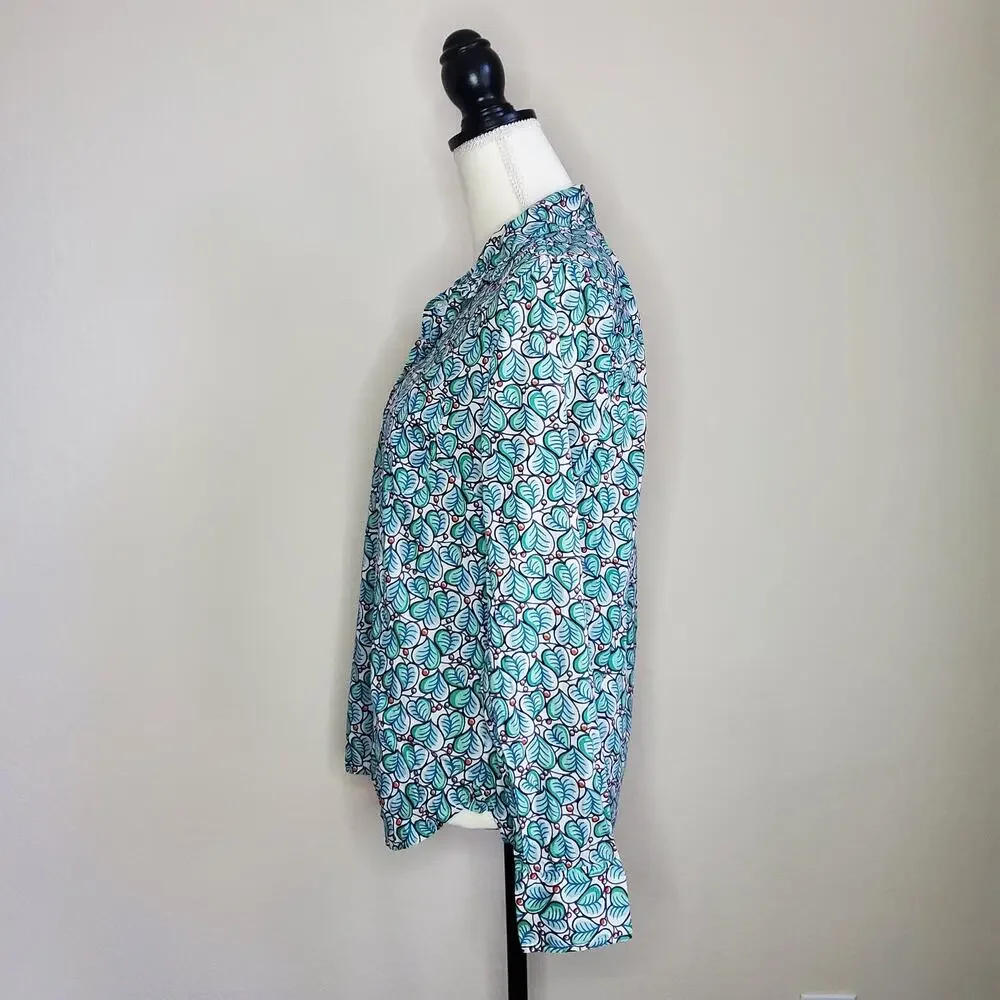 J.Crew Foliage Print Long Sleeve Blouse 8